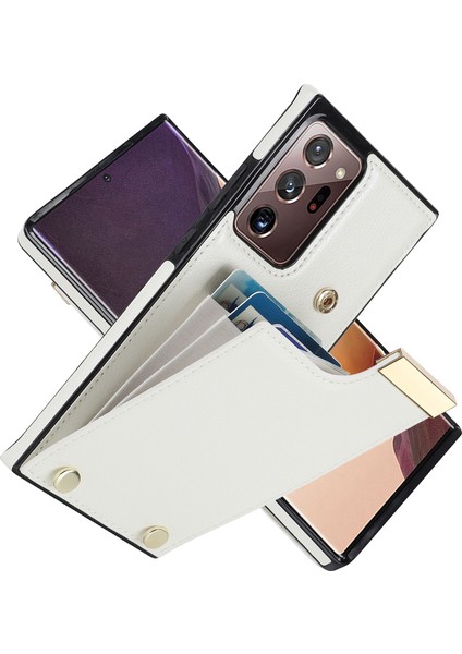 Samsung Galaxy NOTE20 Ultra Için Kart Yuvaları Telefon Kılıfı - Beyaz (Yurt Dışından) fiyatları