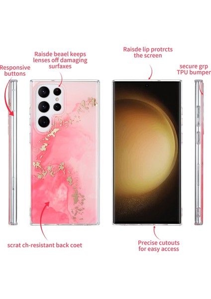 Samsung Galaxy S23 Ultra 5g Için Mermer Telefon Kılıfı - Mor / Mavi (Yurt Dışından) modelleri