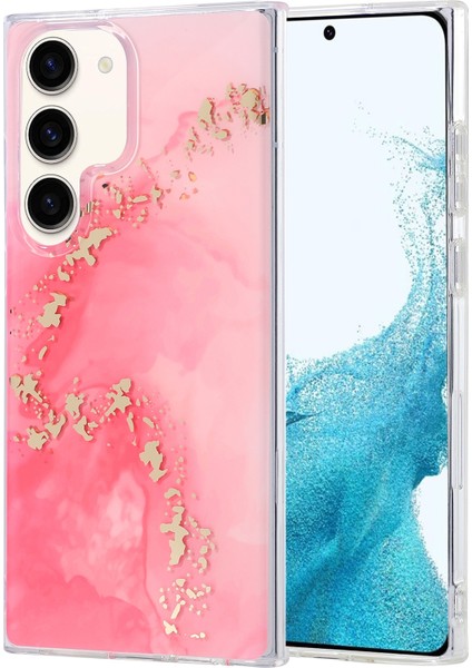 Samsung Galaxy S22 5g Için Mermer Telefon Kılıfı - Pembe / Altın (Yurt Dışından)