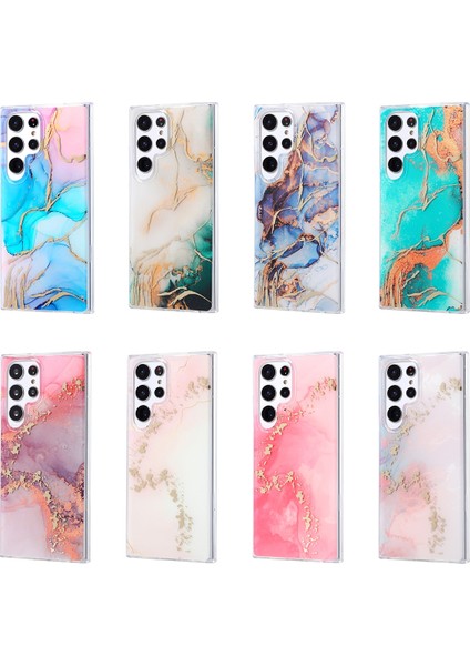 Samsung Galaxy S22 5g Için Mermer Telefon Kılıfı - Pembe / Altın (Yurt Dışından) fiyatları