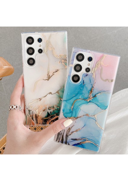 Samsung Galaxy S22 5g Için Mermer Telefon Kılıfı - Pembe / Altın (Yurt Dışından) indirimleri
