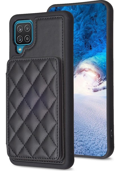 Samsug Galaxy A12 Için BF25 Kart Torbası Telefon Kılıfı - Siyah (Yurt Dışından)
