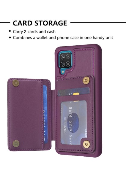 Samsug Galaxy A12 Için BF25 Kart Torbası Telefon Kılıfı - Koyu Mor (Yurt Dışından) fırsatları