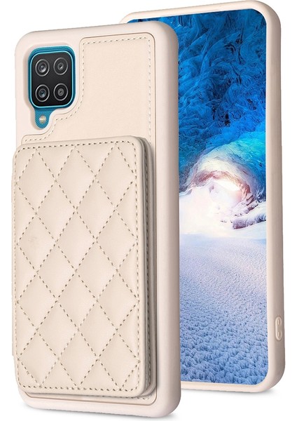 Samsug Galaxy A12 Için BF25 Kart Torbası Telefon Kılıfı - Bej (Yurt Dışından)