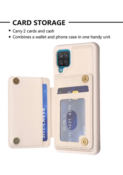 Samsug Galaxy A12 Için BF25 Kart Torbası Telefon Kılıfı - Bej (Yurt Dışından) fırsatları