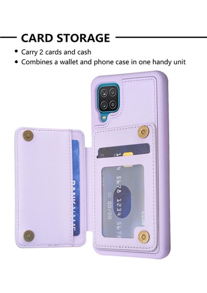 Samsug Galaxy A12 Için BF25 Kart Torbası Telefon Kılıfı - Mor (Yurt Dışından) fırsatları
