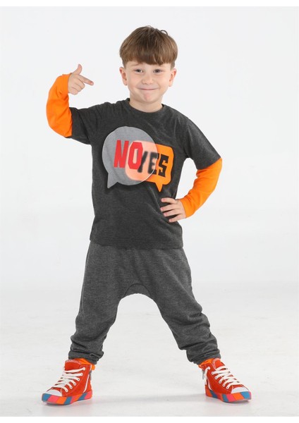 Yes No Antrasit Baggy Pantolon + T-Shirt Takım