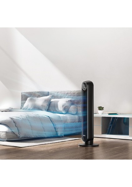 Nomad One Uzaktan Kumandalı Tower Fan, 7.3 M / S Hızında Sessiz Soğutma Fanı, 90 Hızda 4 ° Salınım, 4 Mod, 8 Saatlik Zamanlayıcı, Destek Fanı, Siyah.