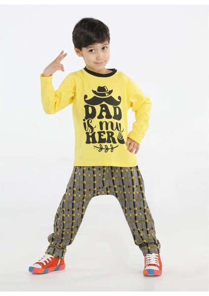 My Dad Ekose Erkek Çocuk Pantolon + T-Shirt Takım