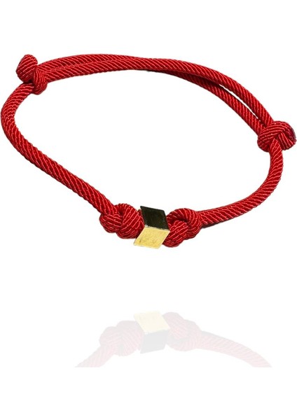 14 Ayar Altın Küp Model İpli Unisex Bileklik