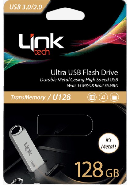 Metal 128GB Flash Bellek