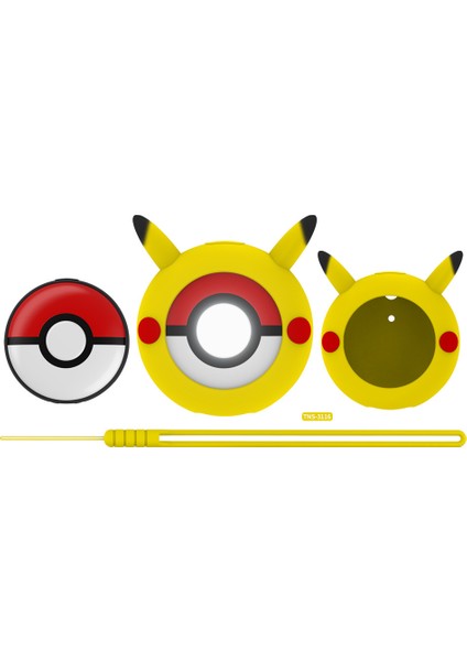 Karikatür Silikon Kol Bikachu Koruyucu Yumuşak Kabuk Pokemon Go Plus + Pixie Ball Için El Kordonlu (Yurt Dışından)