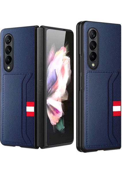 Samsung Galaxy Z Fold 4 Ile Uyumlu Kılıf Deri Görünümlü Kartlık Galaxy Z Fold 4 ile Uyumlu Wonderful