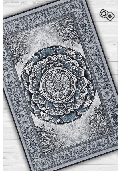 Mavi Mandala Halısı,Meditasyon Mavi Gri Halı,Madala Desenli Çiçekli Vintage Halı,Yoga Halısı,Sipiritüel Halı fiyatları