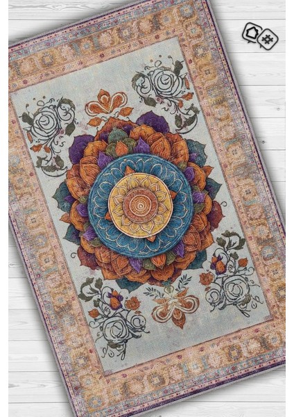 Mandala Halısı,Meditasyon Temalı Renkli Halı,Madala Desenli Çiçekli Vintage Halı,Yoga Halısı,Sipiritüel Halı fiyatları