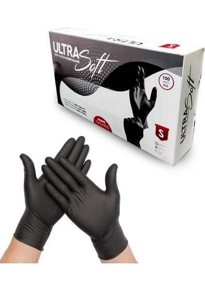 Hibrit Nitril Siyah Eldiven Pudrasız 100 Adet Ultra Soft Beden Seçenekli