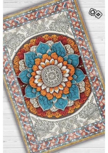 Çiçekli Mandala Halısı,Meditasyon Temalı Renkli Halı,Madala Desenli Vintage Halı,Yoga Halısı,Sipiritüel Halı fiyatları
