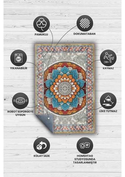 Çiçekli Mandala Halısı,Meditasyon Temalı Renkli Halı,Madala Desenli Vintage Halı,Yoga Halısı,Sipiritüel Halı fırsatları