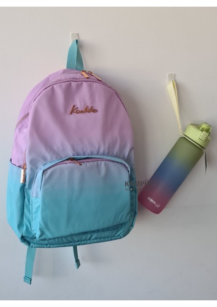 Rainbow Vega K1557 Sırt Çantası + Gıpta Cool-J 1000ML Yeşil-Mavi-Pembe Matara Seti