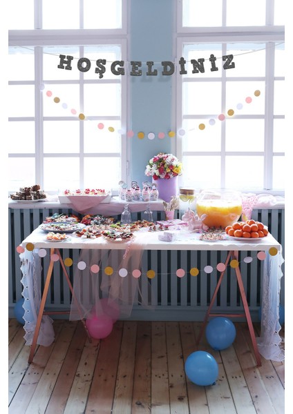 Siyah Hoş Geldiniz Yazılı Banner , Özel Gün, Davet Organizasyonu , Kına, Nişan, Düğün , Simli Eva