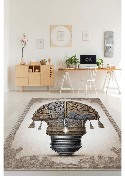 Parlak Fikir Barok Tarzı Krem Renkli Orjinal Dekoratif Modern Home Office Halısı,Ofis Dekorasyonu