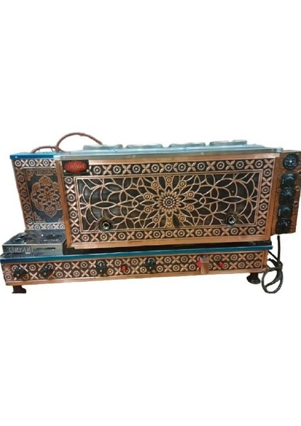 4 Demlikli Ce Belgeli (Lpg+Elk) Bakır Çay Kazanı Çay Ocağı Semaver