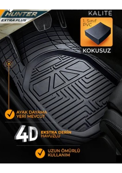 Opel Corsa F 2020-2021 4d A+Plus Extra Havuzlu Siyah Oto Paspas