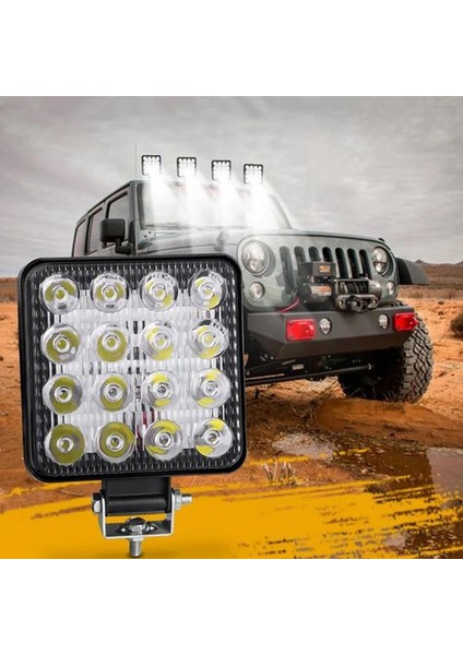 Off Road Kare LED Çalışma Lambası 16 Ledli 12-24V / 48W