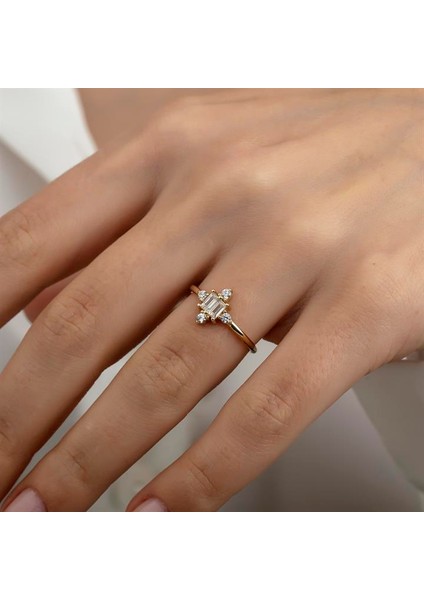 Altın Baget Kombinlenebilir Minimal Yüzük Dörtlü