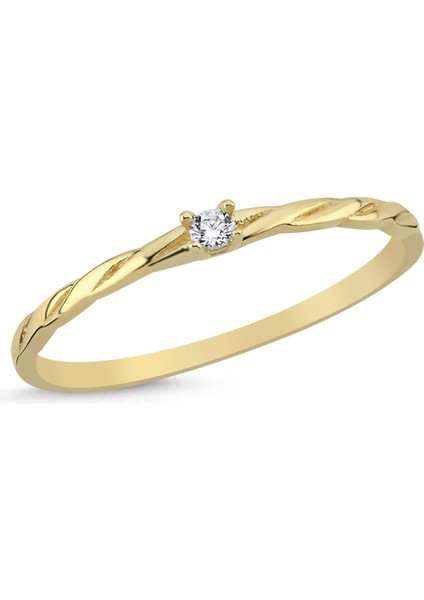 Altın Tek Taş Burgu Kombinlenebilir Minimal Yüzük fiyatları