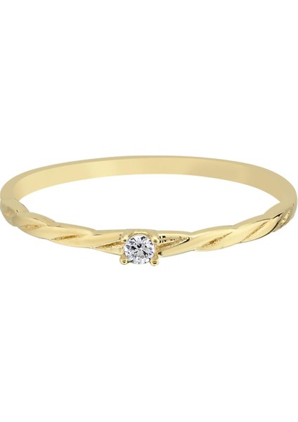 Altın Tek Taş Burgu Kombinlenebilir Minimal Yüzük modelleri