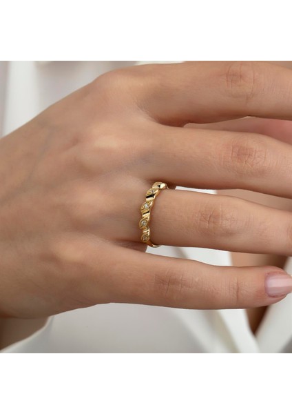 Altın Prenses Taşlı Kombinlenebilir Minimal Yüzük