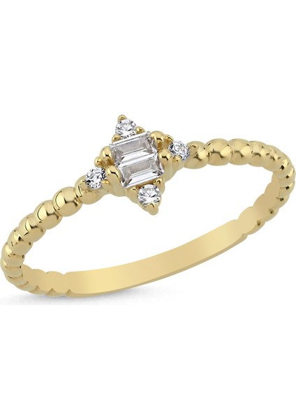 Altın Baget Taşlı Güverse Kombinlenebilir Minimal Yüzük fiyatları