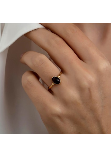 Altın Vintage Garnet Taşlı