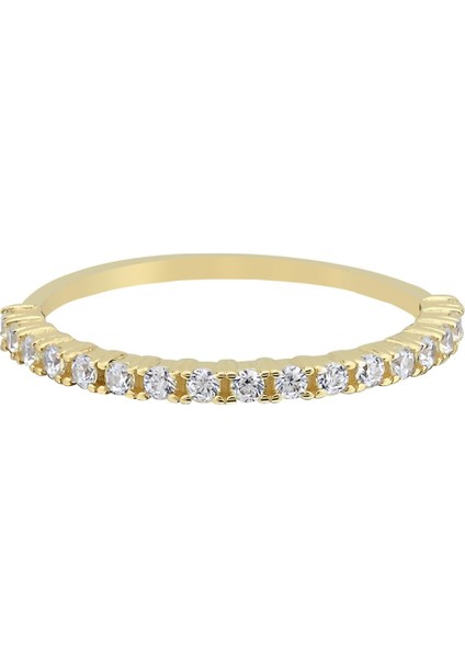 Altın Taşlı Yarım Tur Kombinlenebilir Minimal Yüzük modelleri