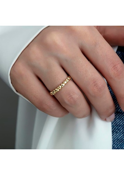 Altın Kalp Kombinlenebilir Minimal Yüzük