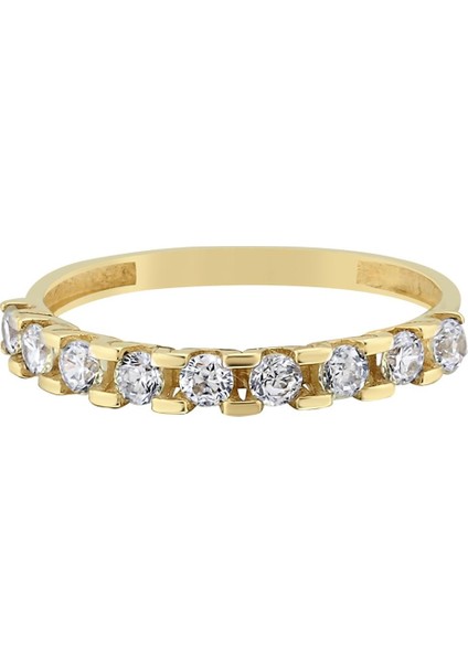 Altın Taşlı Yarım Tur Minimal Kombinlenebilir Yüzük modelleri