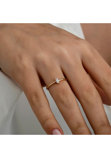 Altın Tek Taş Baget Yüzük