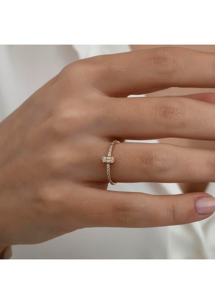 Altın Baget Yarım Tur Yüzük