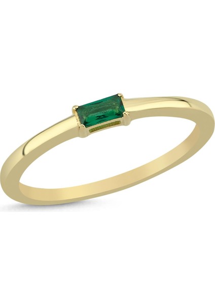 Altın Renkli Taşlı Minimal Kombinlenebilir Yüzük Yeşil fiyatları