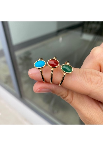 14 Ayar Altın Yeşil Akik Taşlı Yüzük fiyatları