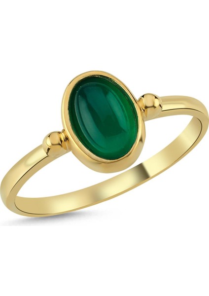 14 Ayar Altın Yeşil Akik Taşlı Yüzük modelleri