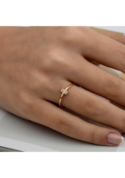 Altın Minimal Ikili Baget Yüzük