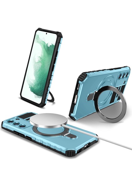 Samsung Galaxy S22 Plus 5g Manyetik Telefon Kasası Kickstand Pc+ Tpu Anti-Çizelge Kapağı (Yurt Dışından)