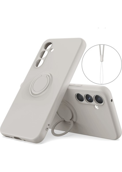 Samsung Galaxy A34 5g Sıvı Silikon Koruyucu Kapak Yüzüğü Kickstand Telefon Kılıfı Bilek Ipi (Yurt Dışından)