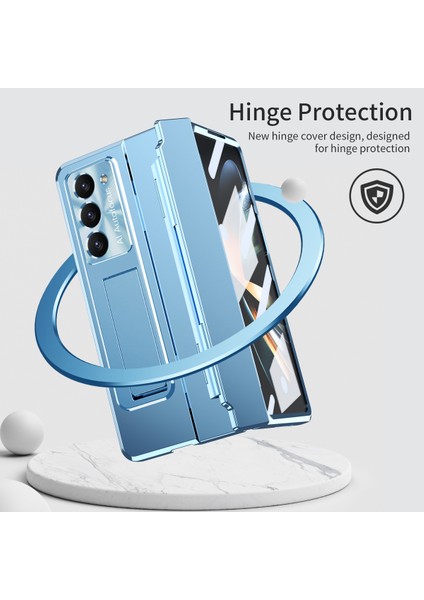 Samsung Galaxy Z Fold5 5g Kickstand Sabit Pc Kılıfı Koruyucu Telefon Kapağı Lens Filmi ve Temperli Cam Ekran Film (Yurt Dışından)