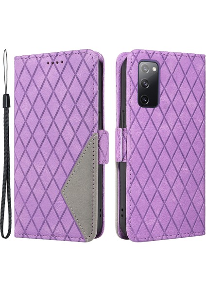 Samsung Galaxy S20 FE/S20 Fe 5G/S20 Fe 2022/S20 Lite Deri Kılıf Renklemli Rhombus Baskalı Stand Telefon Kapağı (Yurt Dışından)