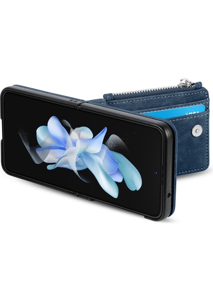 Samsung Galaxy Z Flip5 5g Retro Pu Deri Pc Telefon Kapağı Kickstand ile Koruyucu Cüzdan Kılıfı (Yurt Dışından)