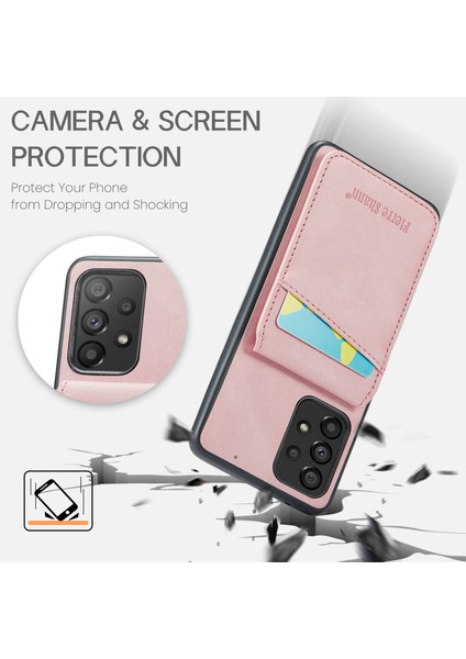 Samsung Galaxy A53 5g Rfıd Engelleme Kart Tutucu Kickstand Case Pu Deri+Tpu Telefon Kabuğu (Yurt Dışından)