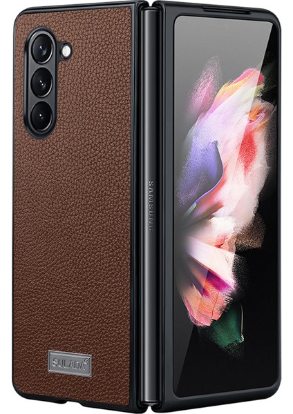 Samsung Galaxy Z Fold5 5g Litchi Doku Ince Kılıf Pu Deri Kaplamalı Pc+ Tpu Telefon Kapağı (Yurt Dışından)